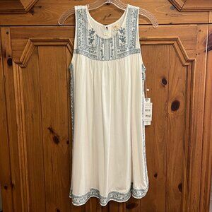 O'Neill Women's Tulip Dress Size Small White With Blue Embroidery NWT